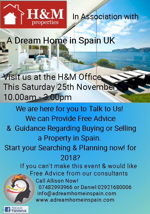 Your Dream of a life in Spain could start here from the UK!      